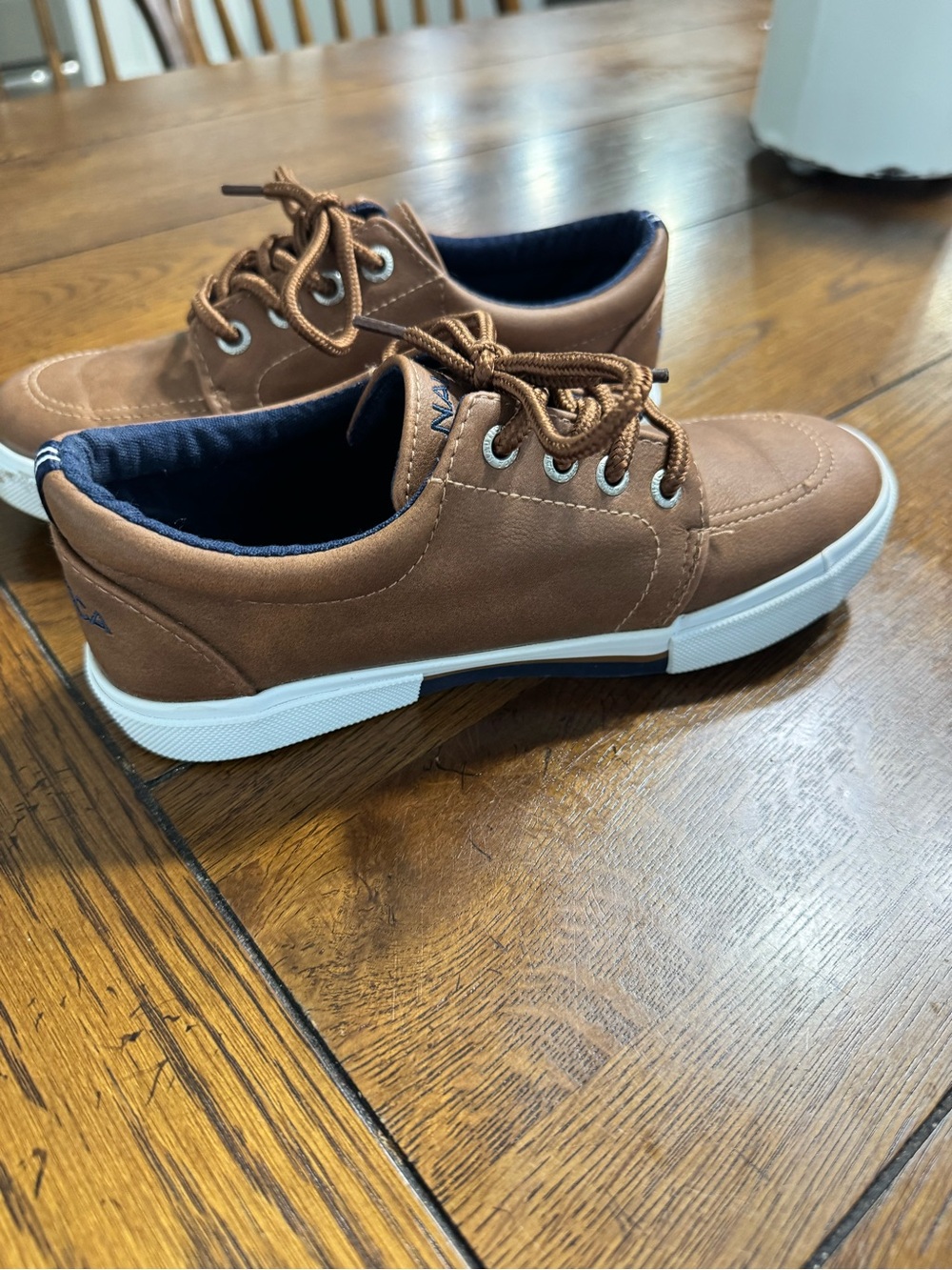 Nautica Boys Brown Canvas Sneakers with White Soles - Picture 6 of 8